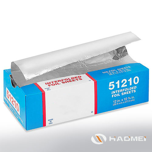 Hojas de papel aluminio interplegadas, 500 por caja, plateado